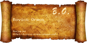 Bovics Ormos névjegykártya